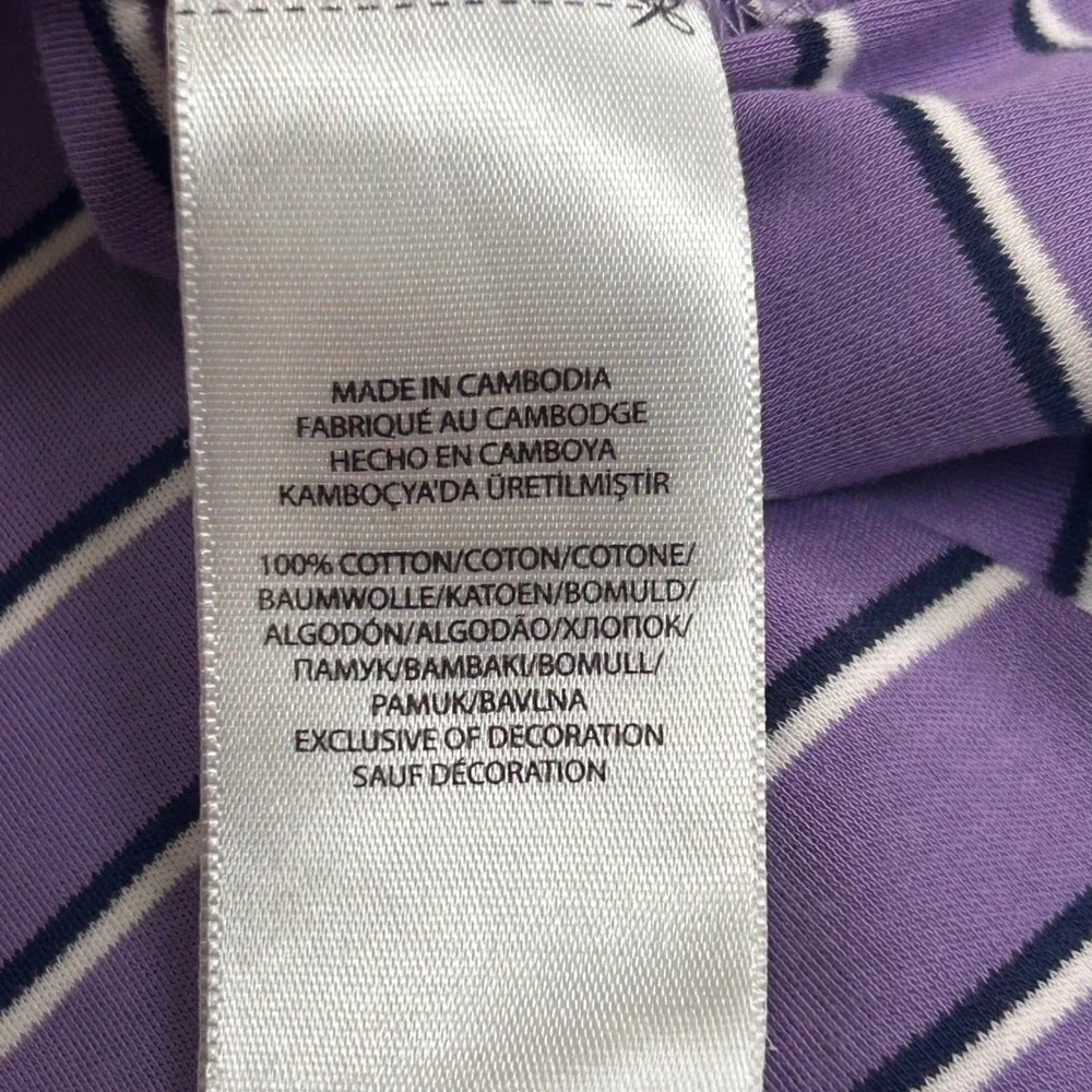 Polo Ralph Lauren Mens XL Custom Slim Fit Striped Polo Shirt Purple White Navy